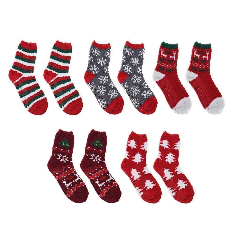 Woven Pattern Jacquard Super Soft & Warm Plush Non-Slip Socks
